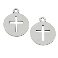 Zinc Alloy Flat Round Pendants, antique silver color plated, lead & cadmium free Approx 1.5mm 