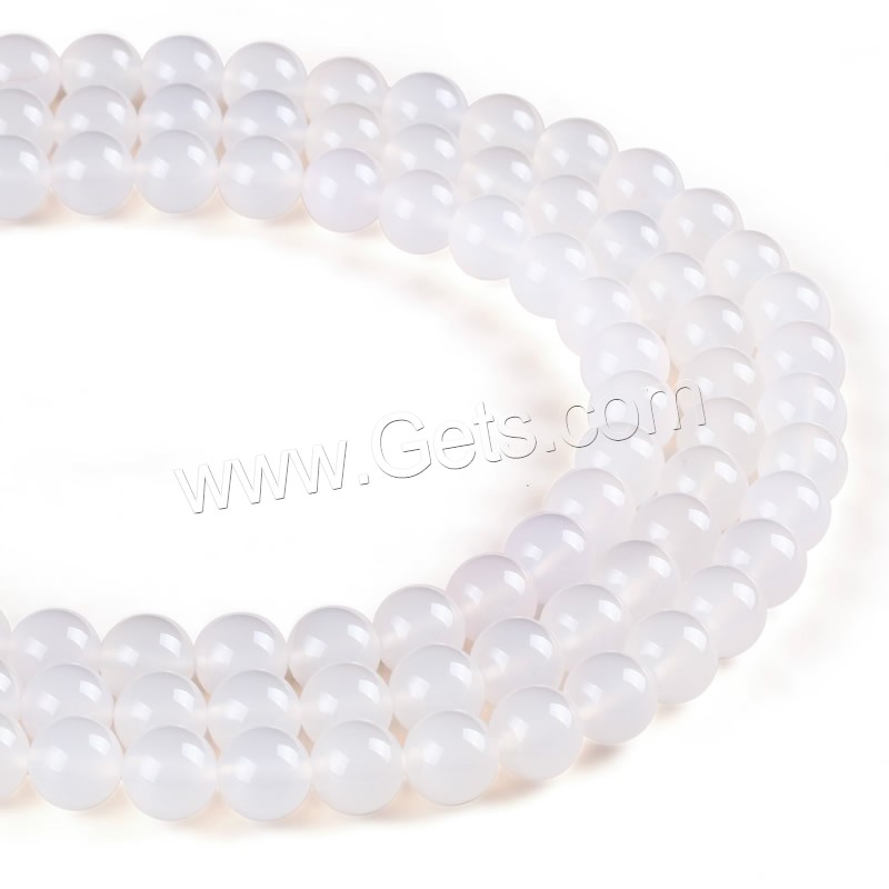 Natural White Agate Beads, Round, different size for choice, Hole:Approx 1mm, Length:Approx 15 Inch, Sold By Strand