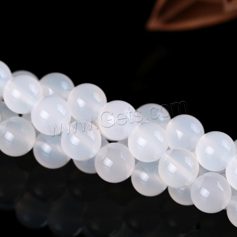 Natural White Agate Beads, Round, different size for choice, Hole:Approx 1mm, Length:Approx 15 Inch, Sold By Strand