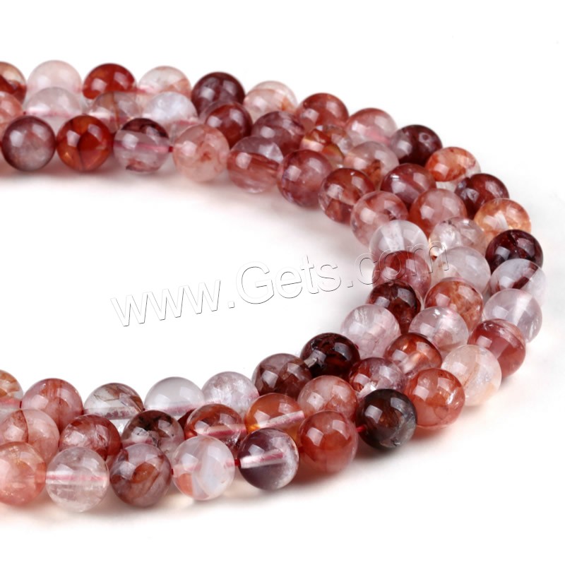 Perles cristal rouge naturel, quartz rubis, Rond, normes différentes pour le choix, Trou:Environ 1mm, Longueur:Environ 15 pouce, Vendu par brin