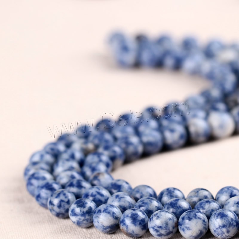 Abalorio Con Manchas Azules, Punto azul, Esférico, natural, diverso tamaño para la opción, agujero:aproximado 1mm, longitud:aproximado 15 Inch, Vendido por Sarta