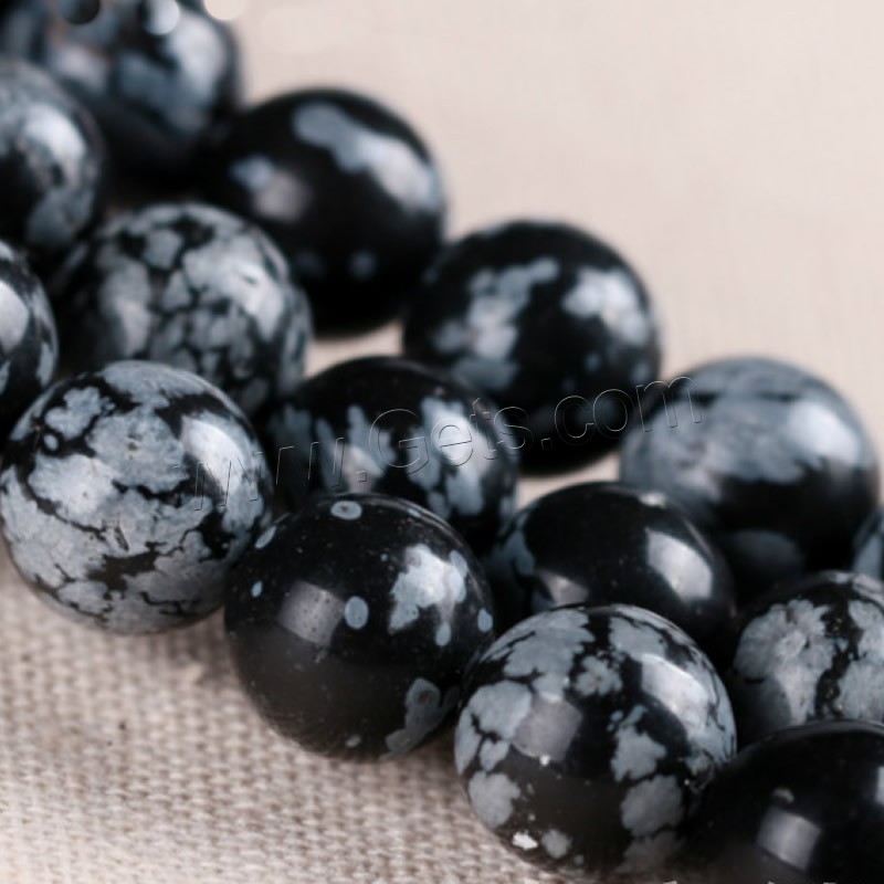 Snowflake Obsidian Bead, Round, different size for choice, Hole:Approx 1mm, Length:Approx 15 Inch, Sold By Strand