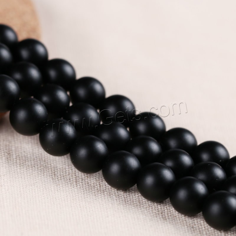 Black Stone Bead, Round, synthetic, different size for choice & frosted, Hole:Approx 1mm, Length:Approx 15 Inch, Sold By Strand