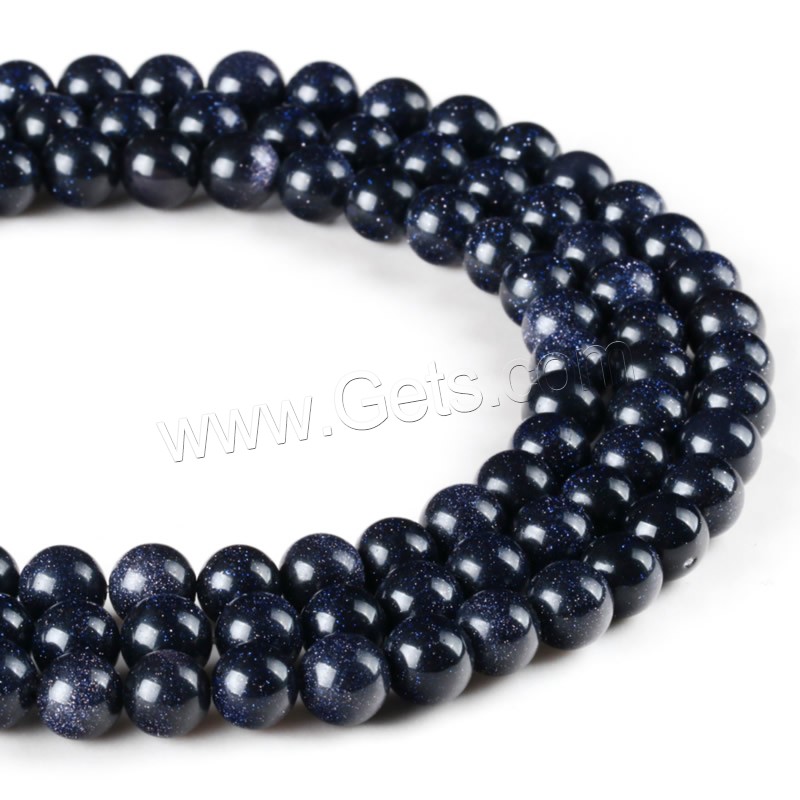 Blue Goldstone Beads, Round, synthetic, different size for choice, Hole:Approx 1mm, Length:Approx 15 Inch, Sold By Strand