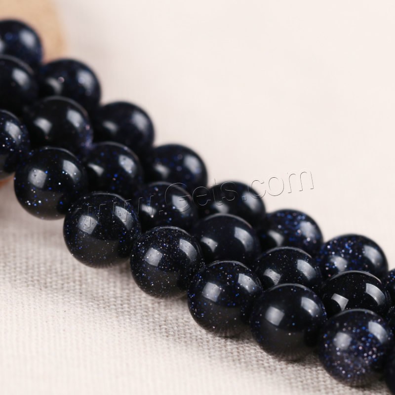 Blue Goldstone Beads, Round, synthetic, different size for choice, Hole:Approx 1mm, Length:Approx 15 Inch, Sold By Strand