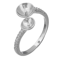 montage de bague en argent pur , argent sterling 925, ouvert & pavé de micro zircon  0.8mm .5, Vendu par PC