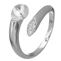 montage de bague en argent pur , argent sterling 925, ouvert & pavé de micro zircon, 3mm, 6mm, 0.7mm Vendu par PC