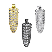 Cubic Zirconia Micro Pave Brass Pendant, Bullet, plated, micro pave cubic zirconia Approx 