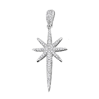 Cubic Zirconia Micro Pave Brass Pendant, Flower, platinum plated, micro pave cubic zirconia Approx 