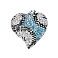 Cubic Zirconia Micro Pave Brass Pendant, Heart, platinum plated, micro pave cubic zirconia Approx 3mm 