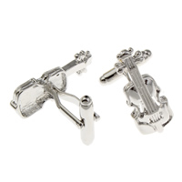 Brass Cufflinks, Violin, platinum color plated, nickel, lead & cadmium free, 10-20mm 