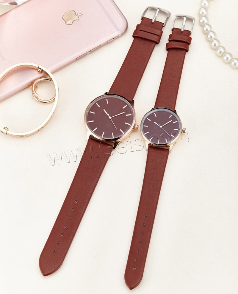 Reloj de Pulsera Unisex, Cuero de PU, con Vidrio & aleación de zinc, chapado, unisexo & ajustable & diverso tamaño para la opción, más colores para la opción, Vendido por UD