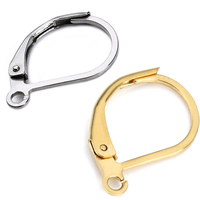 Stainless Steel Lever Back Earring Component, plated, with loop [