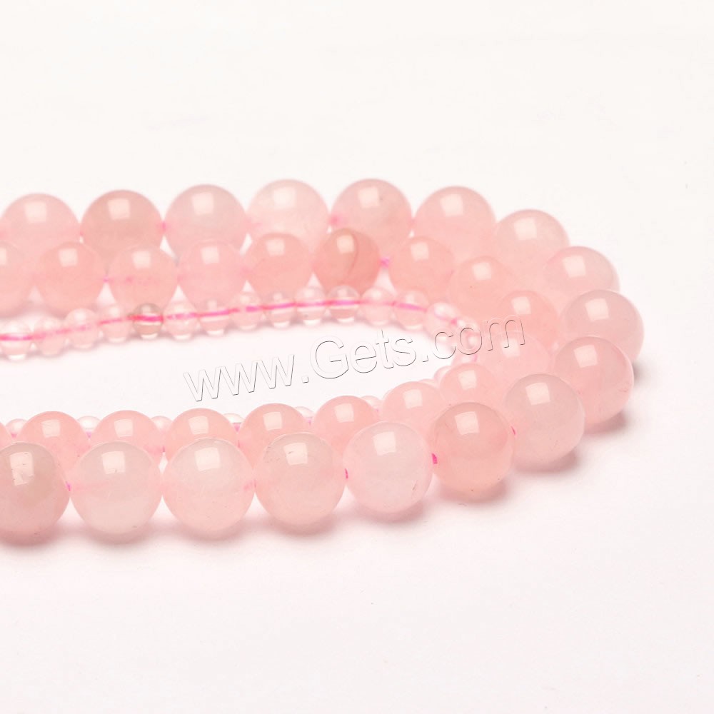 Abalorio De Cuarzo Rosa Natural, cuarzo rosado, Esférico, diverso tamaño para la opción, agujero:aproximado 1mm, longitud:aproximado 15 Inch, Vendido por Sarta