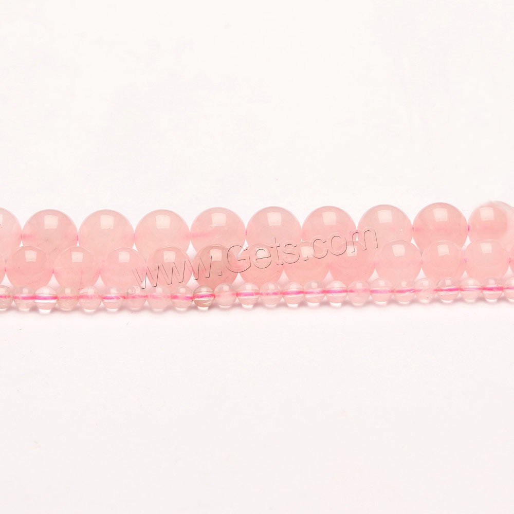 Abalorio De Cuarzo Rosa Natural, cuarzo rosado, Esférico, diverso tamaño para la opción, agujero:aproximado 1mm, longitud:aproximado 15 Inch, Vendido por Sarta