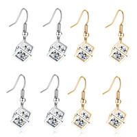 Boucles d'oreilles en laiton zircon cubique, cube, Placage, avec zircone cubique, plus de couleurs à choisir, protéger l'environnement, sans nickel, plomb et cadmium Vendu par paire