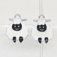 Zinc Alloy Animal Pendants, Sheep, platinum color plated, enamel Approx 1mm 