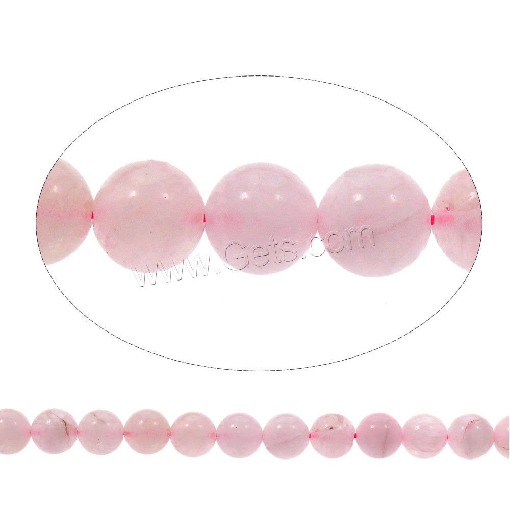 Abalorio De Cuarzo Rosa Natural, cuarzo rosado, Esférico, diverso tamaño para la opción, agujero:aproximado 1mm, longitud:aproximado 15 Inch, Vendido por Sarta