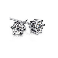 Zircon cubique (CZ) Stud Earring, alliage de zinc, acier inoxydable puce boucle d'oreille, Placage de couleur platine, avec zircone cubique, sans plomb et cadmium, 5mm, Vendu par paire