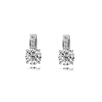 Zircon cubique (CZ) Stud Earring, alliage de zinc, acier inoxydable puce boucle d'oreille, Placage de couleur platine, avec strass, sans plomb et cadmium Vendu par paire