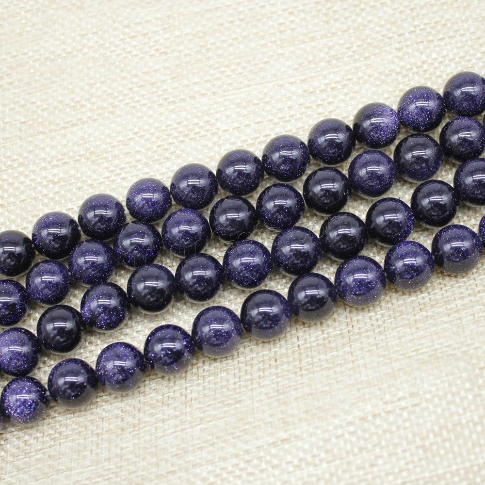 Blue Goldstone Beads, Round, synthetic, different size for choice, Length:Approx 15 Inch, Sold By Strand