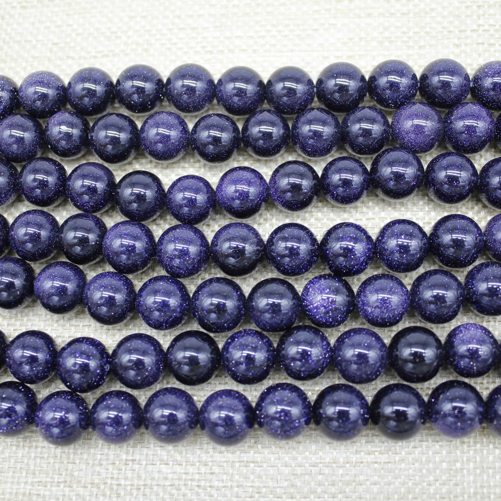 Blue Goldstone Beads, Round, synthetic, different size for choice, Length:Approx 15 Inch, Sold By Strand