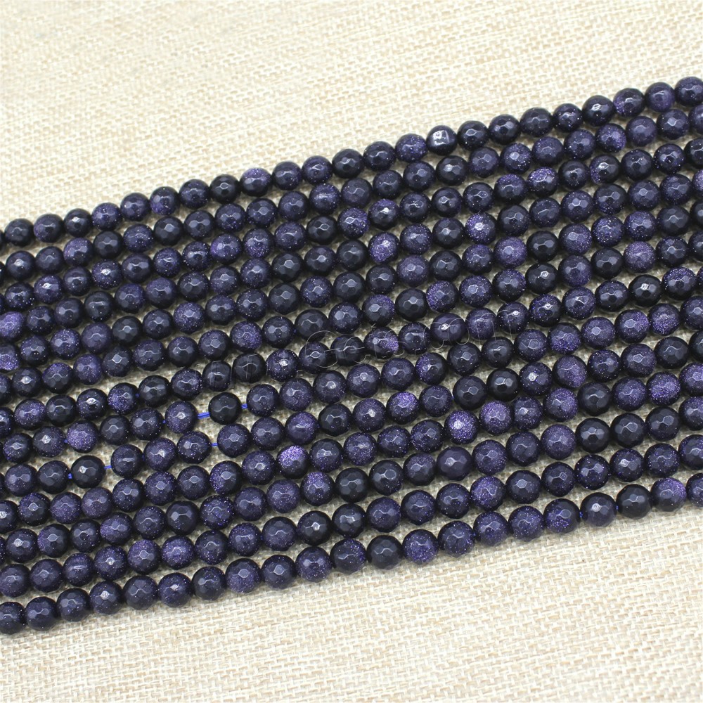 Blue Goldstone Beads, Round, synthetic, different size for choice & faceted, Length:Approx 15 Inch, Sold By Strand