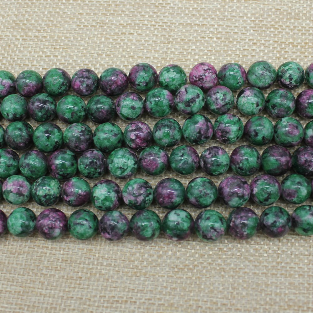 Perles en rouge vert, Rubis en Zoïsite, Rond, synthétique, normes différentes pour le choix, Longueur:Environ 15 pouce, Vendu par brin