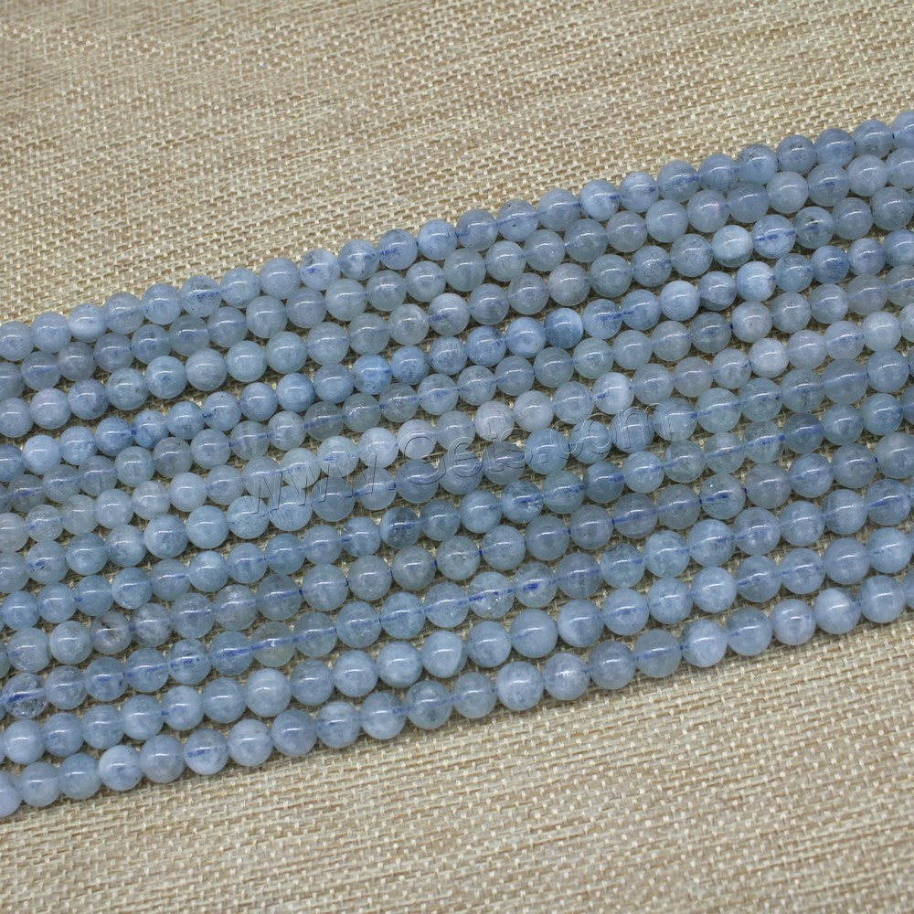 Aquamarine Beads, Round, natural, March Birthstone, 8mm, Length:Approx 15 Inch, 48PCs/Strand, Sold By Strand