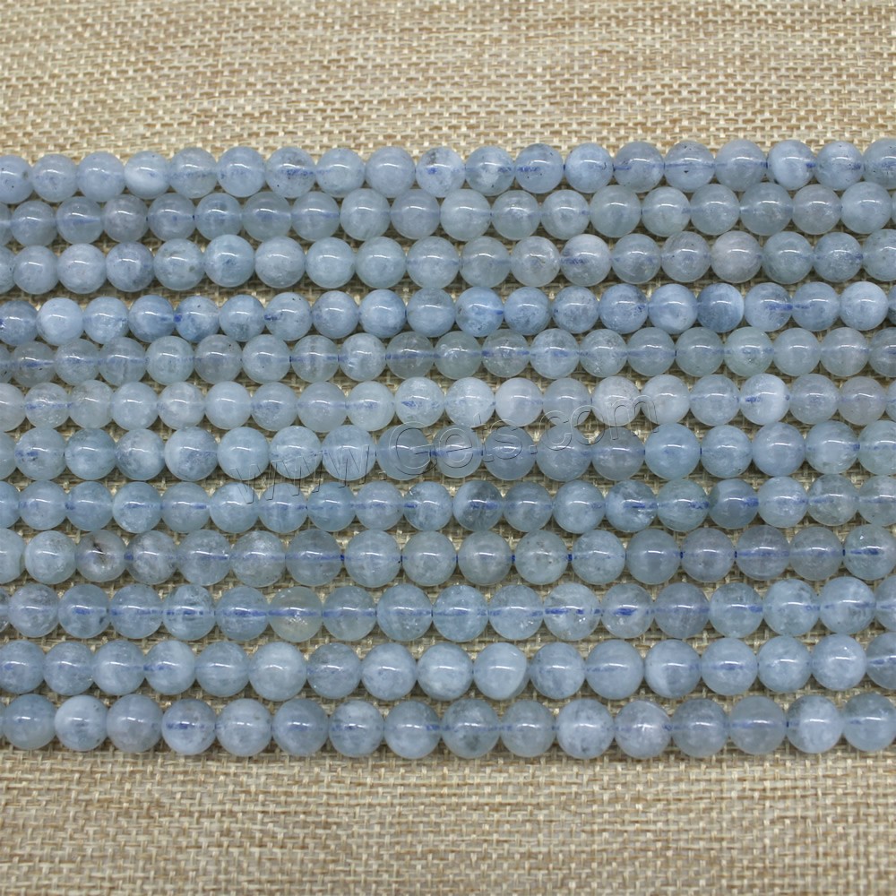 Aquamarine Beads, Round, natural, March Birthstone, 8mm, Length:Approx 15 Inch, 48PCs/Strand, Sold By Strand