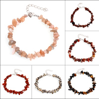 Gemstone Bracelets, brass lobster clasp, with 5cm extender chain, Nuggets 5x3- Approx 7 Inch 