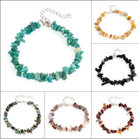 Gemstone Bracelets, brass lobster clasp, with 5cm extender chain, Nuggets 5x3- Approx 7 Inch 