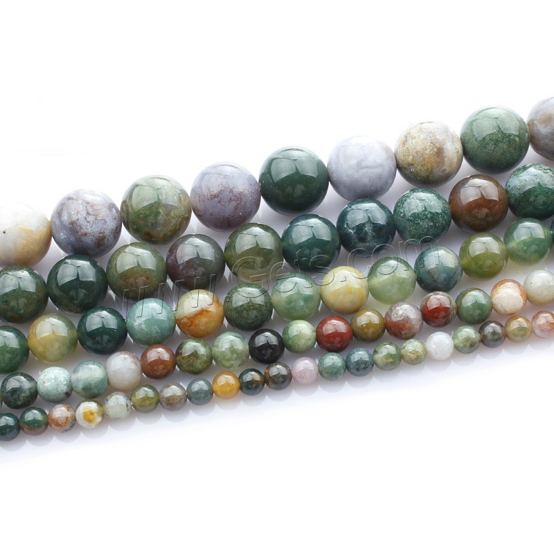 Natural Indian Agate Beads, Round, different size for choice, Length:Approx 15 Inch, Sold By Strand