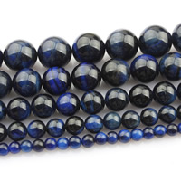 Perles d'Oeil de tigre, Rond, naturel, normes différentes pour le choix, bleu Environ 15 pouce, Vendu par brin