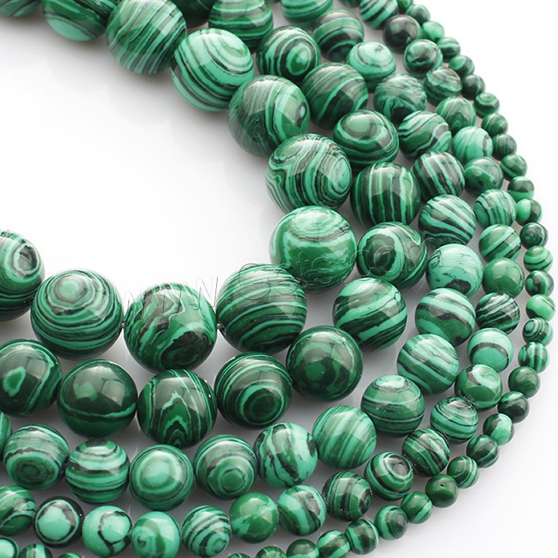 Malachite Beads, Round, synthetic, different size for choice, Length:Approx 15 Inch, Sold By Strand