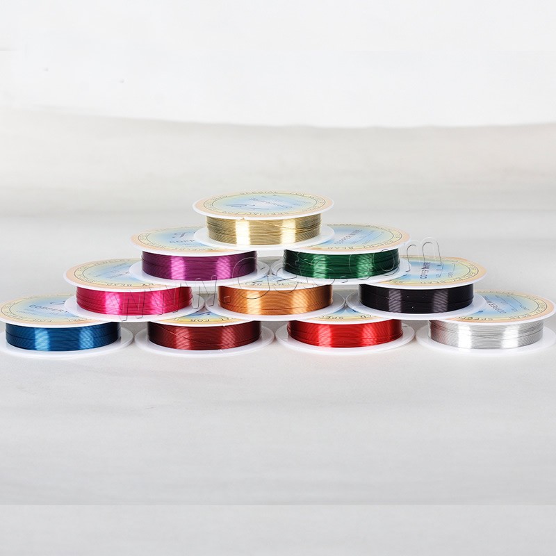 Brass Wire, with plastic spool, plated, different size for choice, mixed colors, lead & cadmium free, 10Spools/Bag, Sold By Bag
