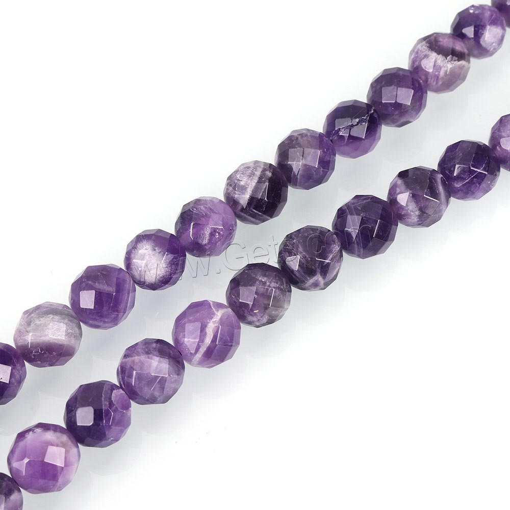 Natürliche Amethyst Perlen, rund, 64-Seiten & Februar Birthstone & verschiedene Größen vorhanden & facettierte, Bohrung:ca. 0.5-1.5mm, Länge:ca. 15.5 ZollInch, verkauft von Strang