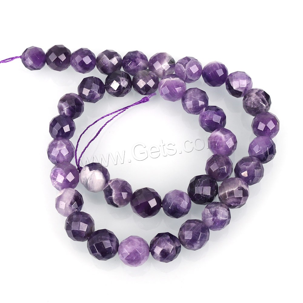 Natürliche Amethyst Perlen, rund, 64-Seiten & Februar Birthstone & verschiedene Größen vorhanden & facettierte, Bohrung:ca. 0.5-1.5mm, Länge:ca. 15.5 ZollInch, verkauft von Strang