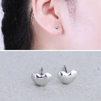 Sterling Silver Stud Earring, argent sterling 925, coeur, pour femme Vendu par paire