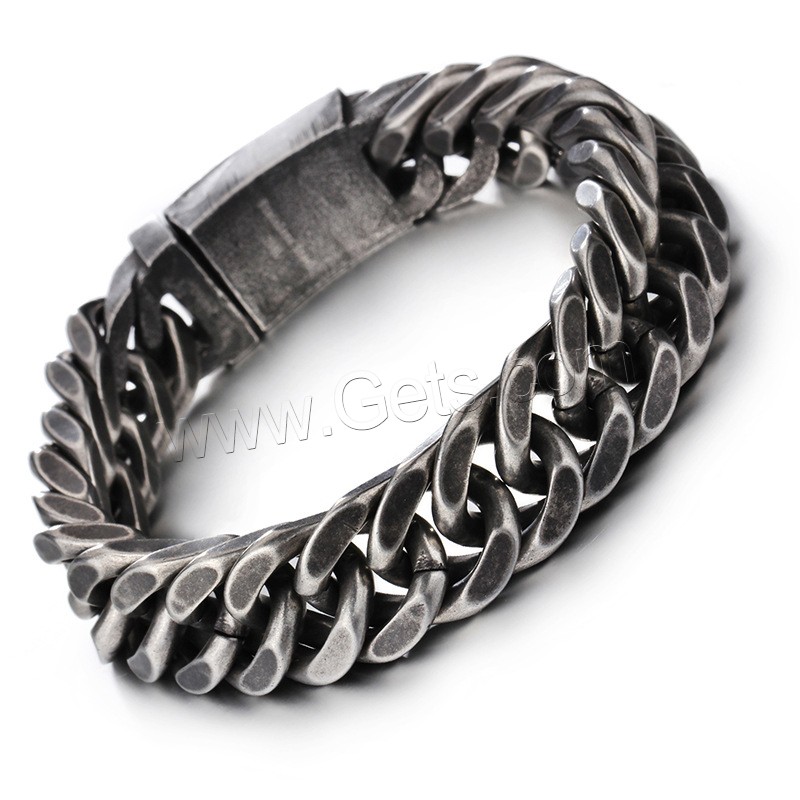 Los hombres de la pulsera y del brazalete, acero inoxidable, iónico negro, diverso tamaño para la opción & cadenilla & para hombre, longitud:aproximado 8.4 Inch, Vendido por Sarta