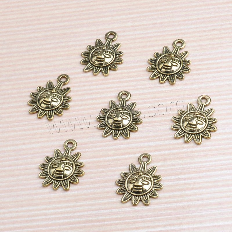 Zinc Alloy Jewelry Pendants, Sun, antique gold color plated, lead & cadmium free, 16.5x20mm, Hole:Approx 1-1.5mm, 300PCs/Bag, Sold By Bag