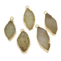 Agate Pendants de Quartz , agate quartz de glace, avec alliage de zinc, Placage de couleur d'or, le style Druzy 6- Environ 2mm, Vendu par PC