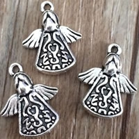 Pendentifs en forme de personnage en alliage de Zinc, ange, Plaqué de couleur d'argent, sans plomb et cadmium Environ 1.5mm Vendu par sac