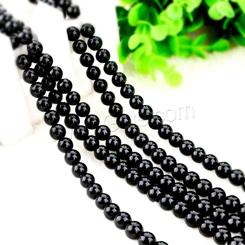 Perles obsidienne noire, Obsidien noir, Rond, naturel, normes différentes pour le choix, Trou:Environ 1mm, Longueur:Environ 15 pouce, Vendu par brin