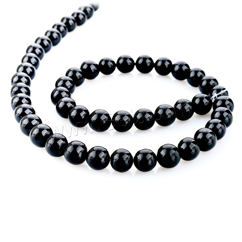 Perles obsidienne noire, Obsidien noir, Rond, naturel, normes différentes pour le choix, Trou:Environ 1mm, Longueur:Environ 15 pouce, Vendu par brin