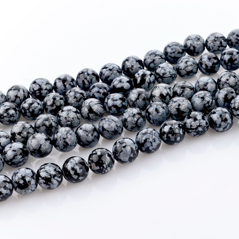 Snowflake Obsidian Bead, Round, natural, different size for choice, Hole:Approx 1mm, Length:Approx 15 Inch, Sold By Strand