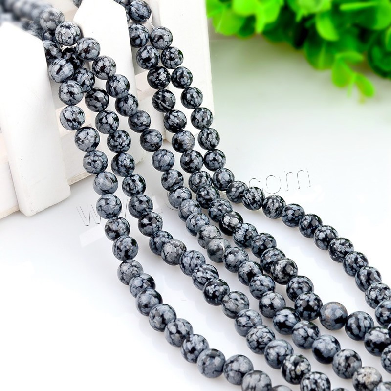 Snowflake Obsidian Bead, Round, natural, different size for choice, Hole:Approx 1mm, Length:Approx 15 Inch, Sold By Strand