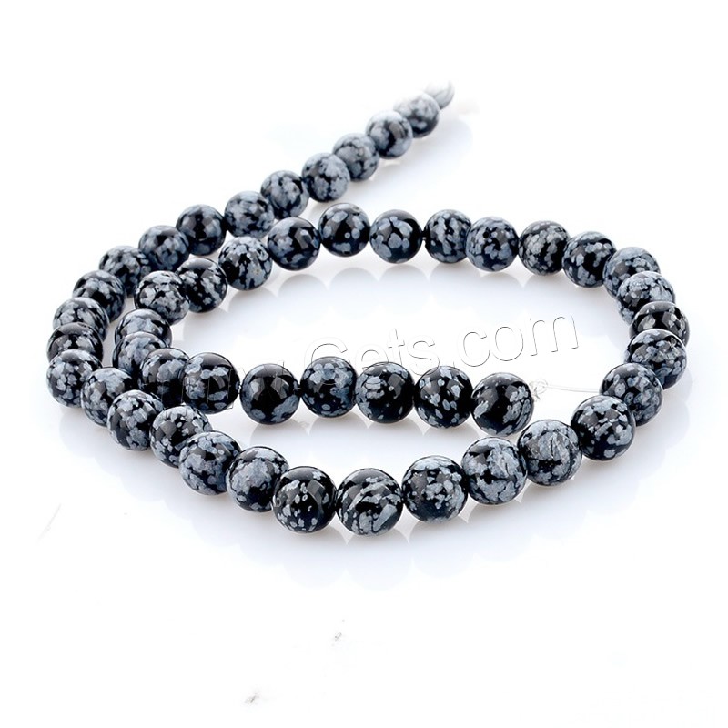 Snowflake Obsidian Bead, Round, natural, different size for choice, Hole:Approx 1mm, Length:Approx 15 Inch, Sold By Strand