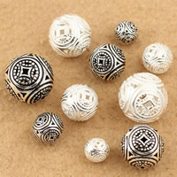 Perles en argent massif de Bali, Thaïlande, Rond, creux, 8mm Environ 2-3mm Vendu par sac