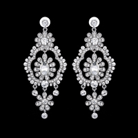 Boucle d'oreille strass, alliage de zinc, avec earnut en plastique & cristal, acier inoxydable puce boucle d'oreille, Placage de couleur platine, facettes & avec strass, sans plomb et cadmium Vendu par paire